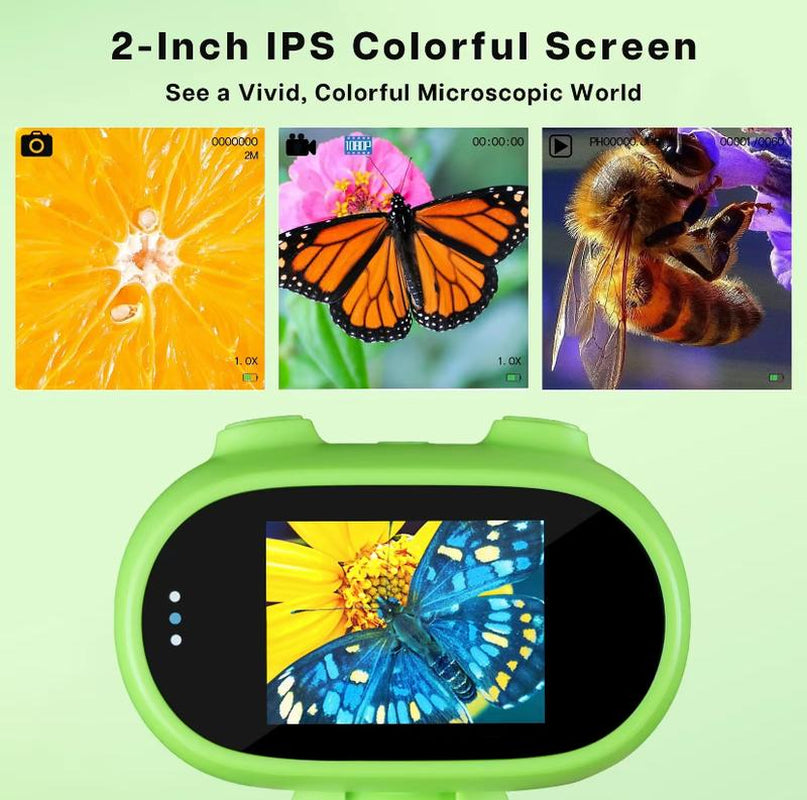 Children'S Handheld Microscope 2-Inch IPS Screen 1000X Magnification HD LED Lighting Mini Microscope Brings Educational Fun